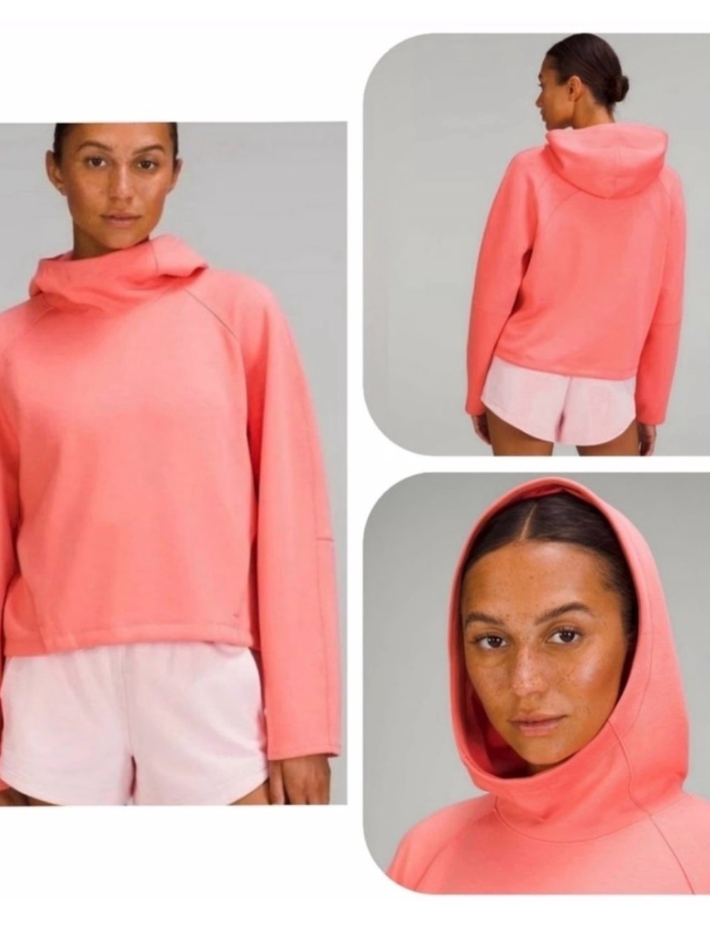 lululemon athletica Coral Pink Funnel Neck Hoodie